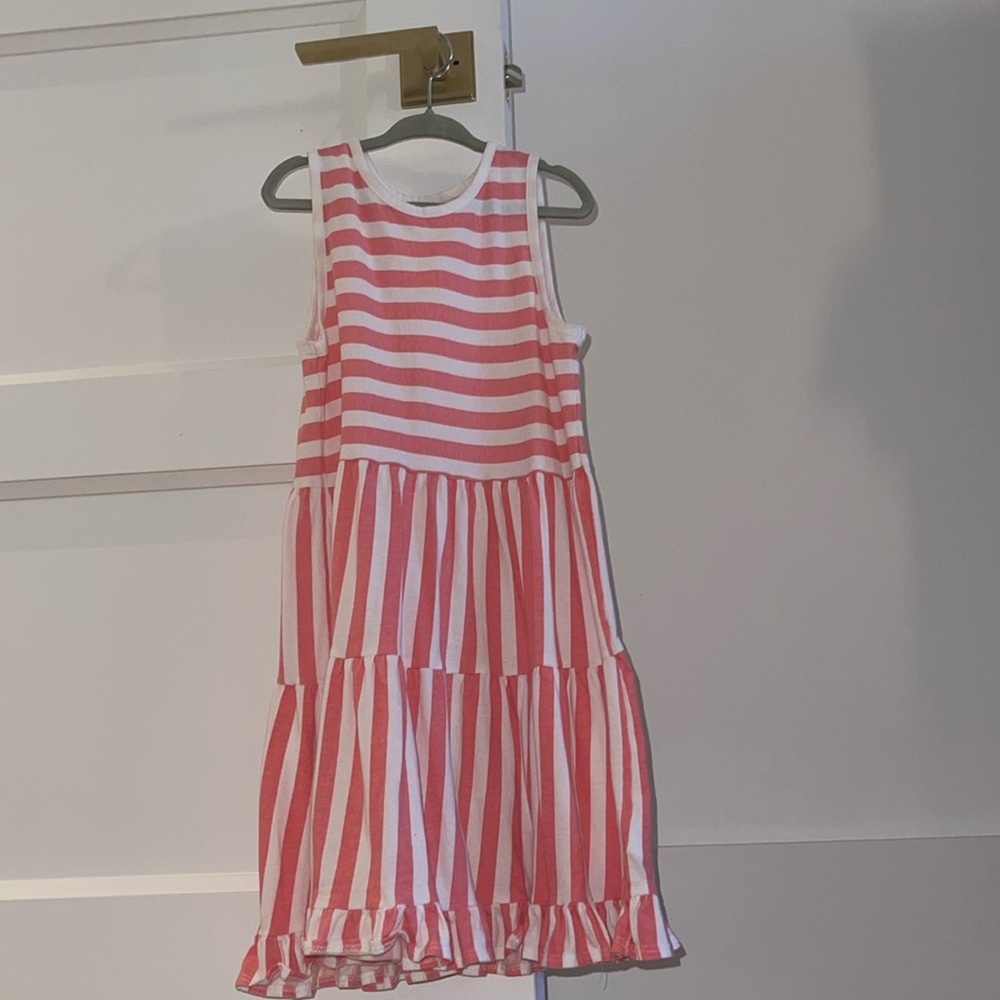 Pink and white cotton dress